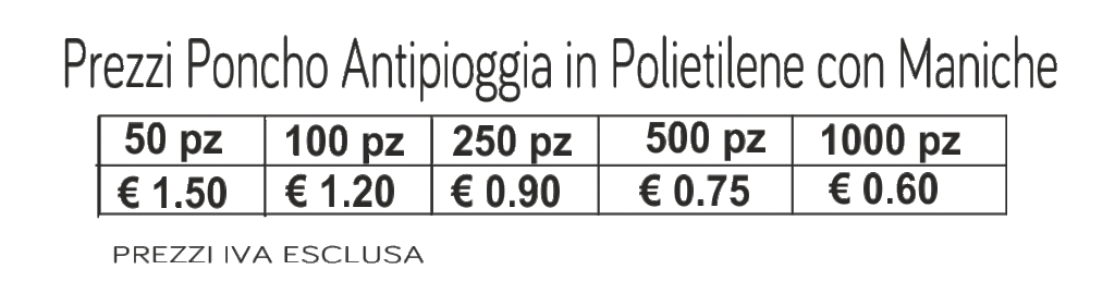 Prezzi Poncho Antipioggia con Maniche Prezzo Poncho Antipioggia con Maniche