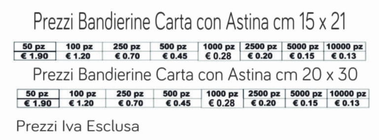 prezzi bandierine carta con astina prezzi bandierine carta con astina