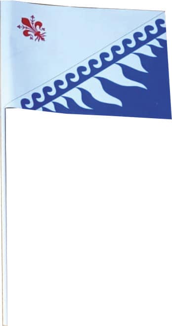Bandierina Economica Personalizzata Sbandieratori Fiorentini fondo blu Bandierina Economica Personalizzata Sbandieratori Fiorentini