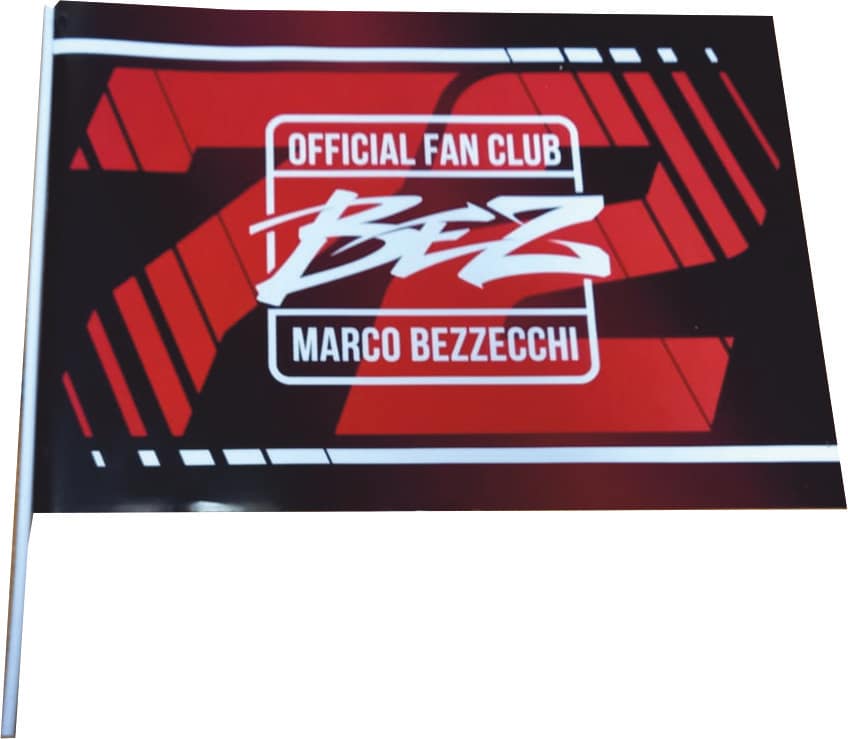 Bandiera con Asta Marco Bezzecchi Fan Club Prsonalizzata Bandiera con Asta Marco Bezzecchi Fan Club