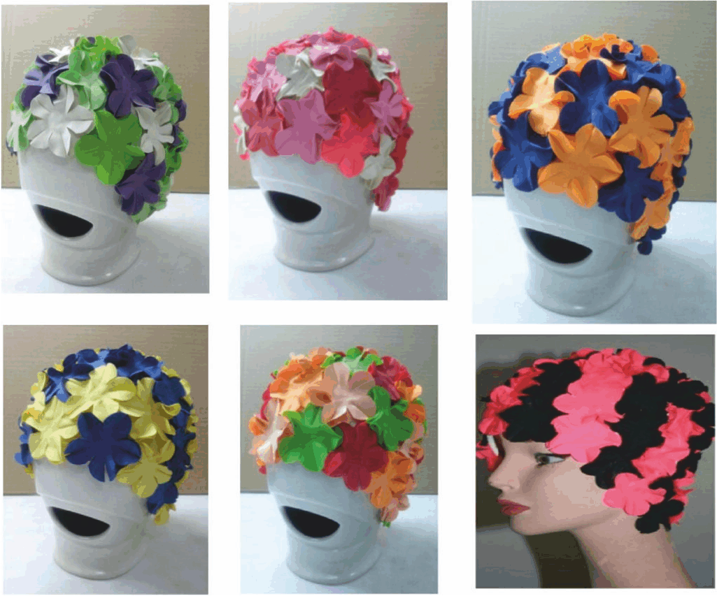 Modello con fiori applicati colorazioni varie Modello con fiori applicati