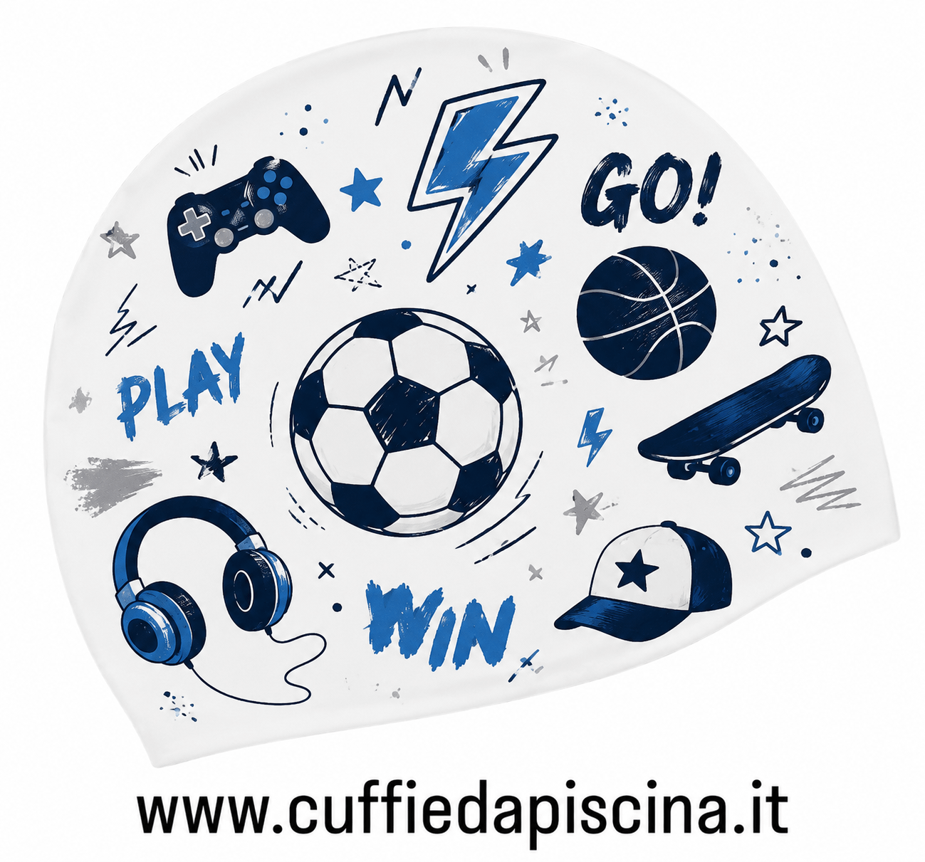 cuffie da piscina da bambino fantasia calcio personalizzata cuffie da piscina da bambino fantasia calcio