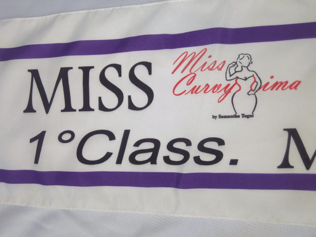 Fasce per concorsi di bellezza Miss curvy 1a classificata Fasce per concorsi di bellezza Miss curvy