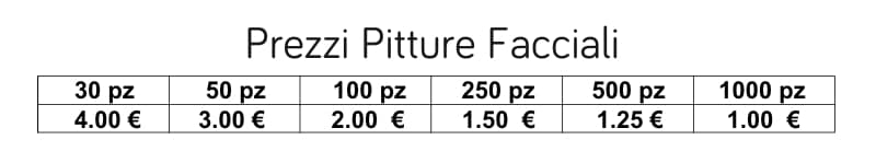 prezzi PITTURE FACCIALI PER TIFOSI prezzi PITTURE FACCIALI PER TIFOSI