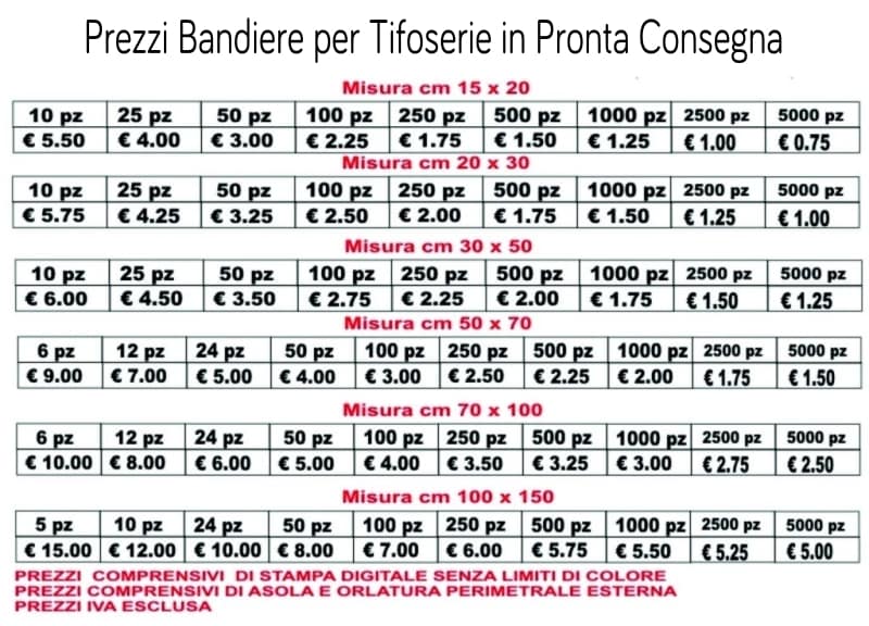 prezzi bandiere per tifoserie in pronta consegna prezzi bandiere per tifoserie in pronta consegna