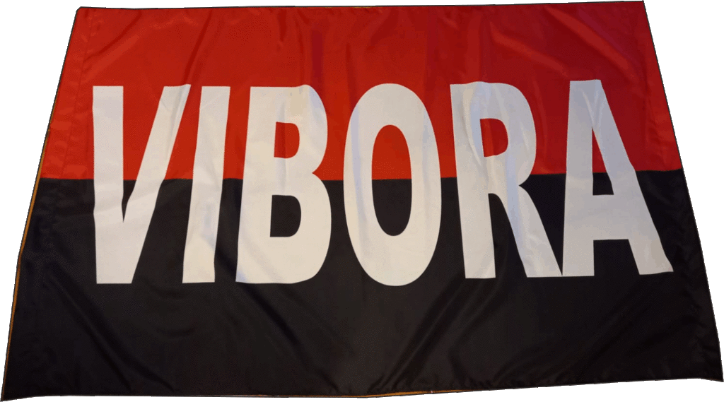 stendardo a due aste Milan Club Vibora personalizzato stendardo a due aste Milan Club Vibora