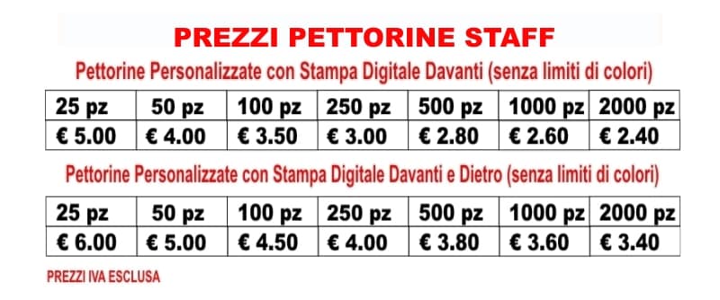 prezzi pettorine staff prezzi pettorine staff