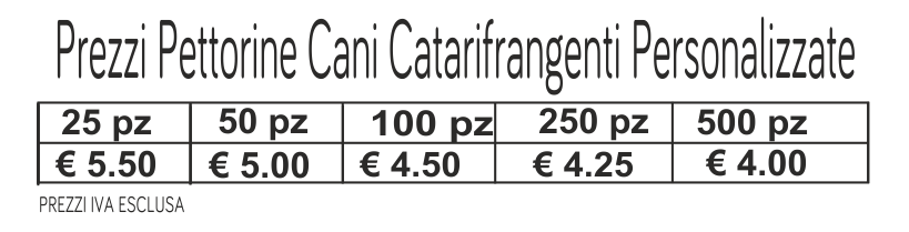 prezzi pettorine cani catarifrangenti prezzi pettorine cani catarifrangenti