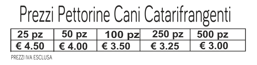 prezzi pettorine cani catarifrangenti prezzi pettorine cani catarifrangenti