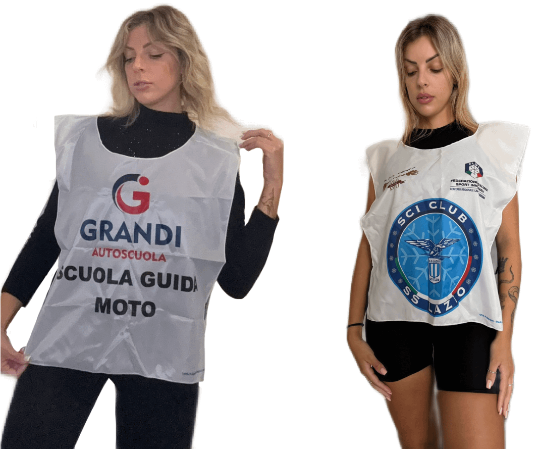 modella con pettorine personalizzate Modella con pettorine